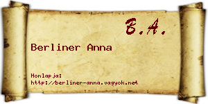 Berliner Anna névjegykártya